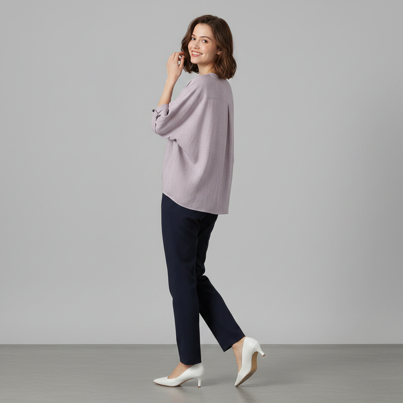 Elegant V-Neck Blouse | Women's Long Sleeve Top