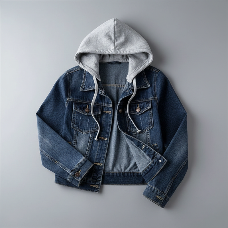 Denim Jacket with Removable Hood | Women's Jacket