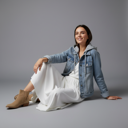 Denim Jacket with Removable Hood | Women's Jacket