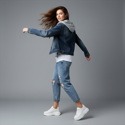 Denim Jacket with Removable Hood | Women's Jacket