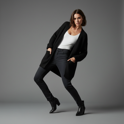 Elegant Black Cardigan | Women's Stylish Outerwear