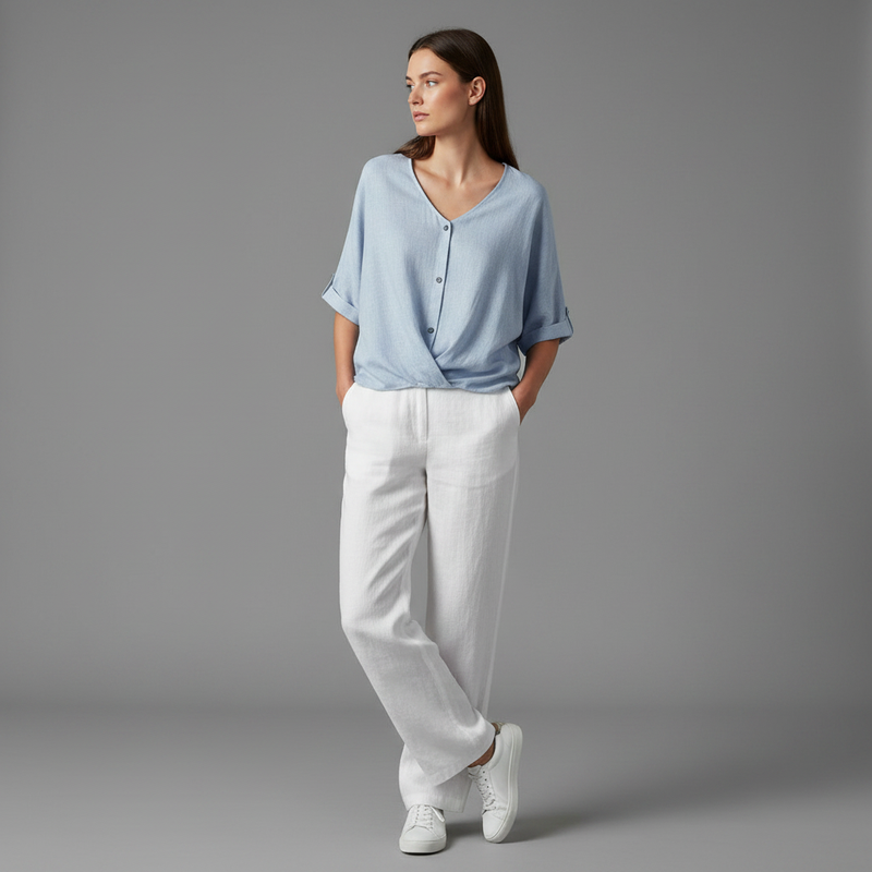 Elegant V-Neck Blouse | Women's Long Sleeve Top