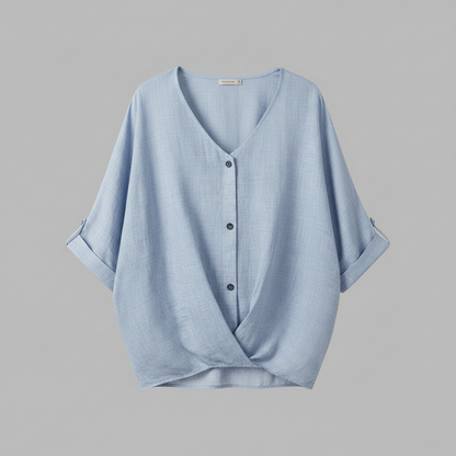 Elegant V-Neck Blouse | Women's Long Sleeve Top