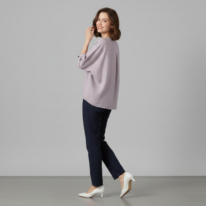 Elegant V-Neck Blouse | Women's Long Sleeve Top