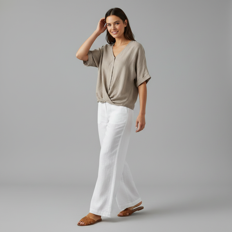 Elegant V-Neck Blouse | Women's Long Sleeve Top
