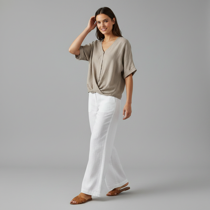 Elegant V-Neck Blouse | Women's Long Sleeve Top
